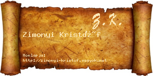 Zimonyi Kristóf névjegykártya